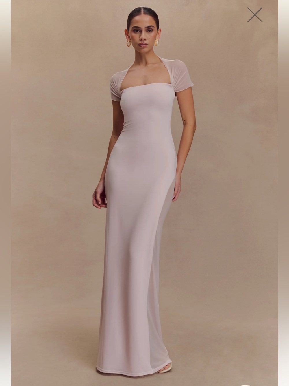 Meshki || Wyatt Slinky Mesh Maxi Dress Gown Pale‎ Pink XS NWT